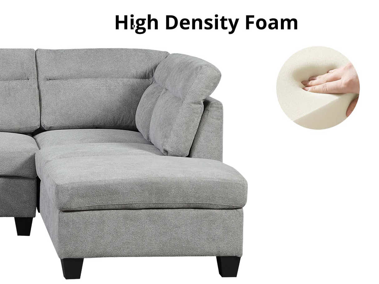 Delano Sectional Linen Sofa with Right Chaise - Grey