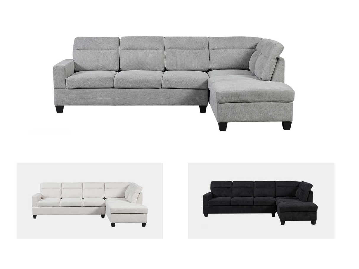 Delano Sectional Linen Sofa with Right Chaise - Grey