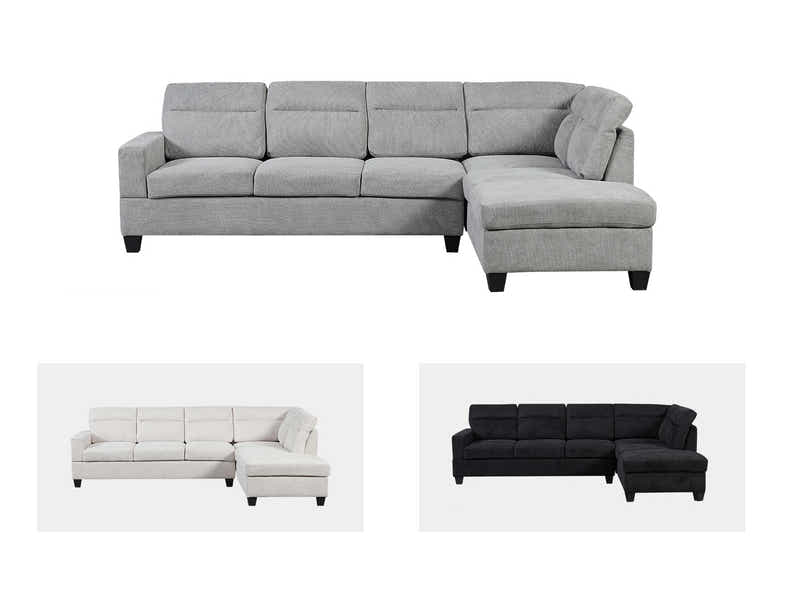 Delano Sectional Sofa with Right Chaise Linen Grey