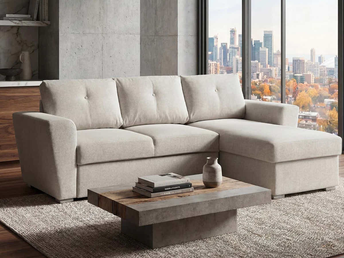 Nevia Sectional Sofa Bed Linen Light Grey