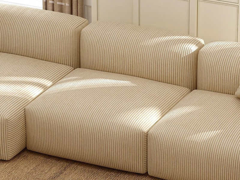 Corduroy Modular Armless Seater - Beige