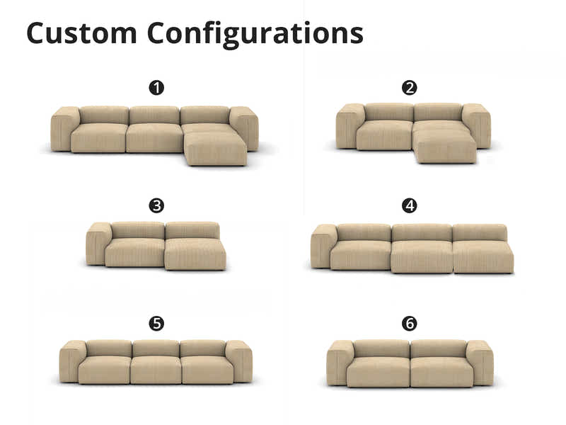 Corduroy Modular Armless Chaise - Beige