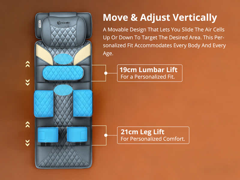 Novello Full Body Massage Mat with Air Press Calf Band - Dark Grey