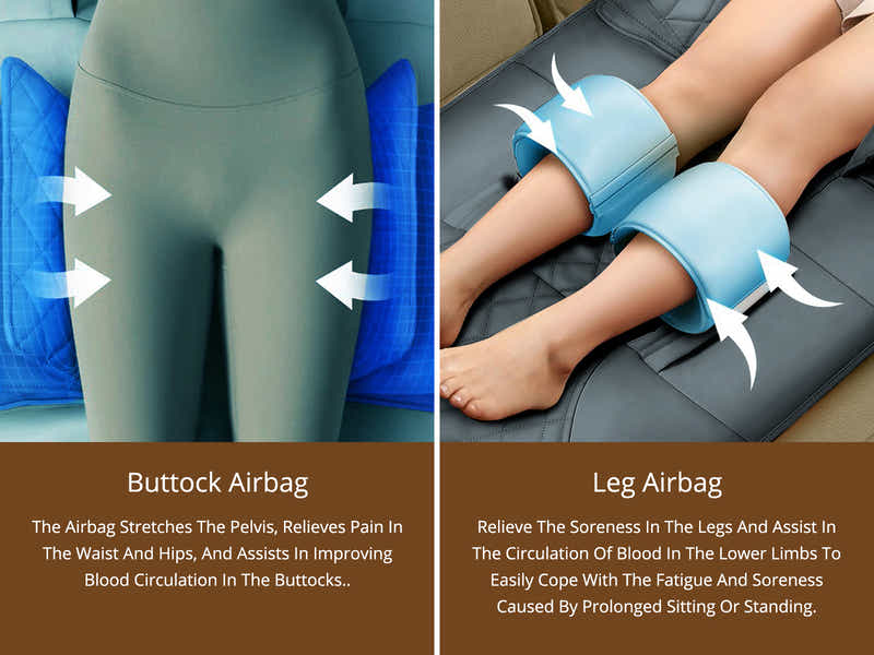 Novello Full Body Massage Mat with Air Press Calf Band - Dark Grey