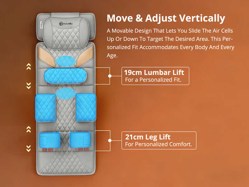 Novello Full Body Massage Mat with Air Press Calf Band - Light Grey