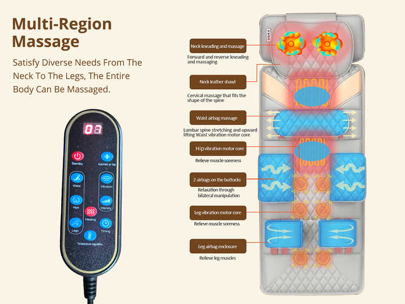 Novello Full Body Massage Mat with Air Press Calf Band - Light Grey