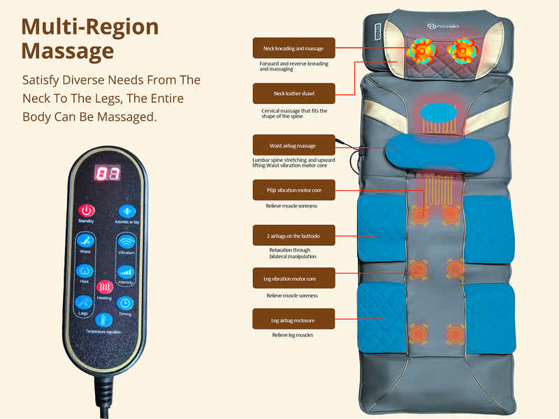 Novello Full Body Massage Mat with Air Press - Dark Grey