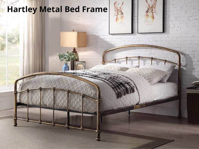Hartley Metal Bed Frame Brass - Queen