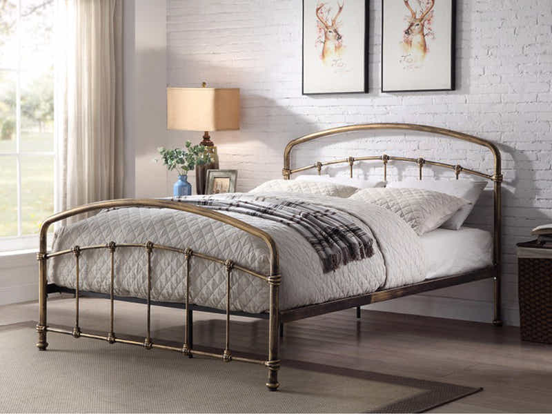 Hartley Metal Bed Frame Brass - Queen