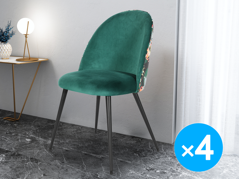 Lavina Velvet Dining Chair Green - Set of 4