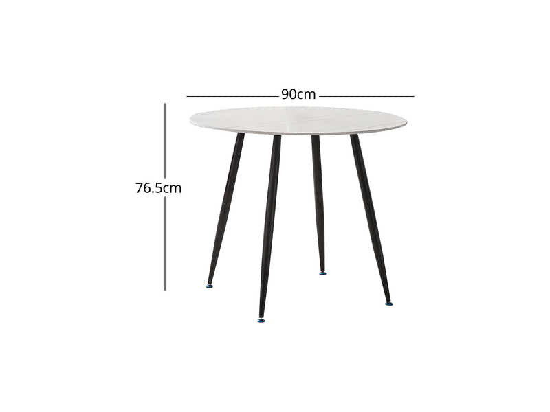 Lavina Round Dining Table with Marble Top - 90 cm