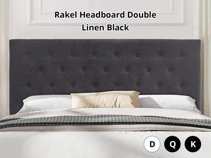 Rakel Headboard Double Linen Black