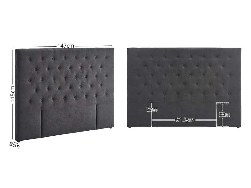 Rakel Headboard Double Linen Black