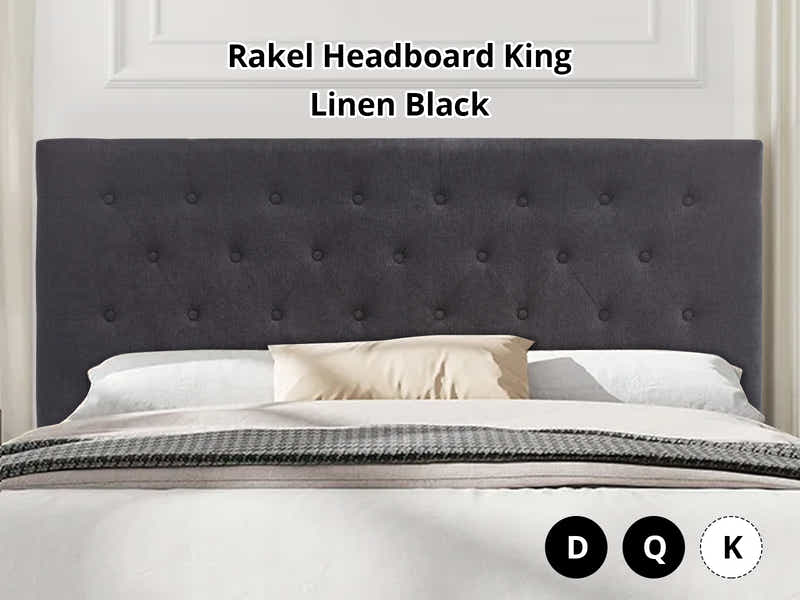 Rakel Headboard King Linen Black