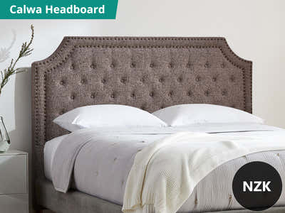 Calwa Linen Headboard Brown - King