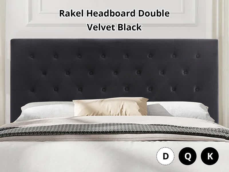 Rakel Headboard Double Velvet Black