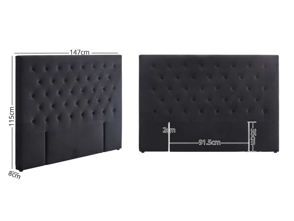 Rakel Headboard Double Velvet Black