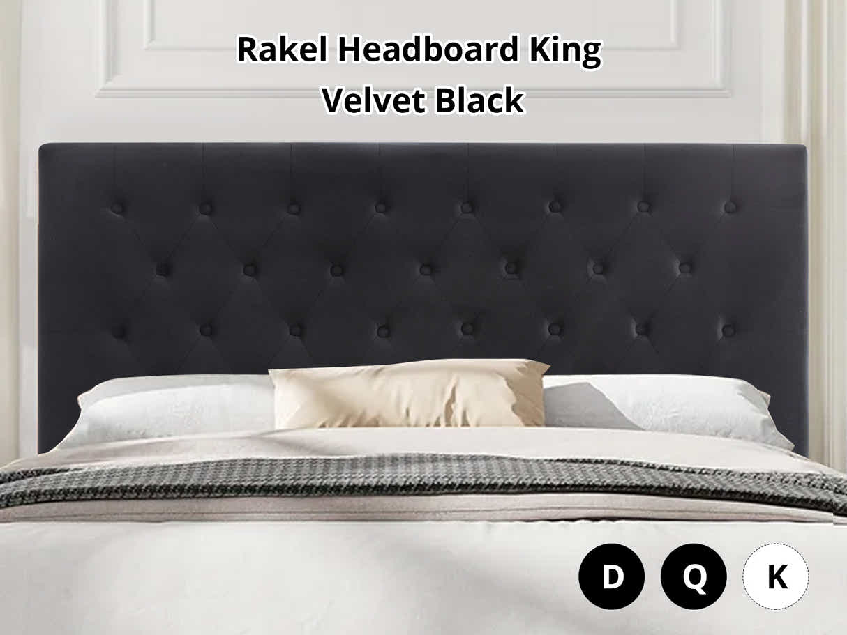Rakel Velvet Headboard Black- King