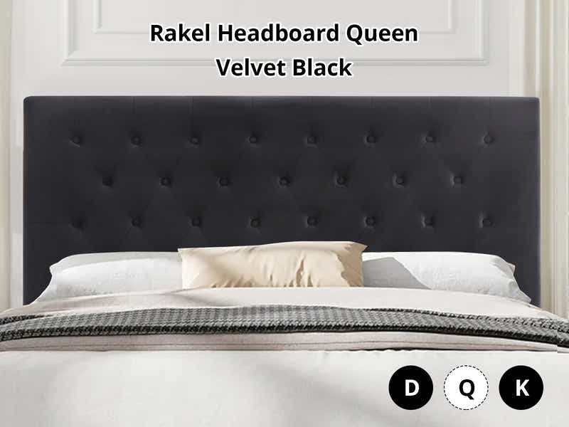 Rakel Headboard Queen Velvet Black