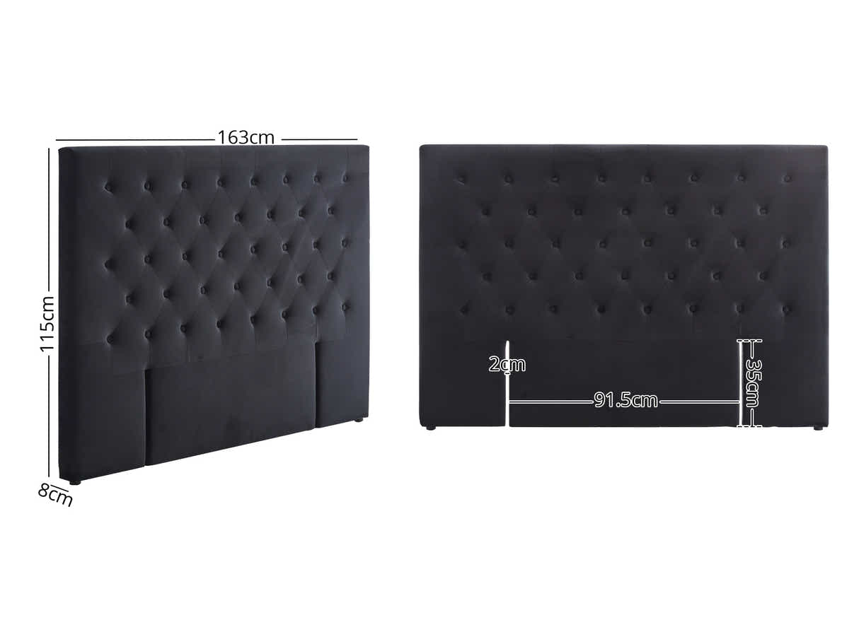 Rakel Headboard Queen Velvet Black