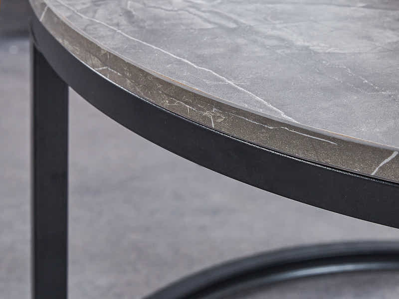 Nesting Coffee Table Set - Grey Marble Look