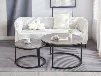 Nesting Coffee Table Set - Grey Marble Look