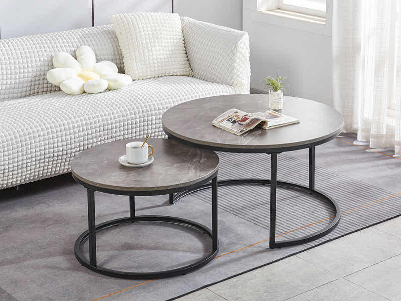 Nesting Coffee Table Set - Grey Marble Look