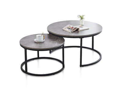 Nesting Coffee Table Set - Grey Marble Look