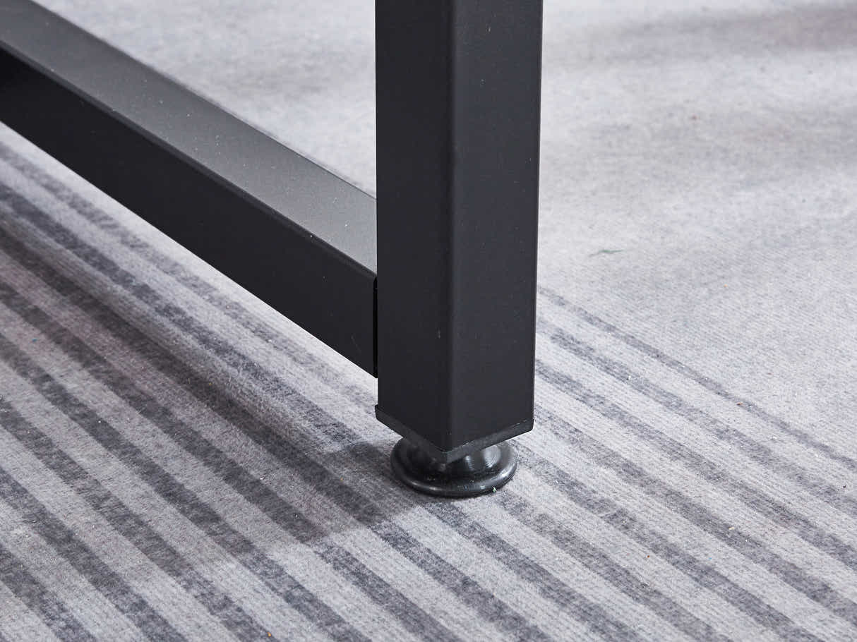 Grey Marble Look Dining Table - 160 cm & Natalie Linen Dining Chair Blue x6