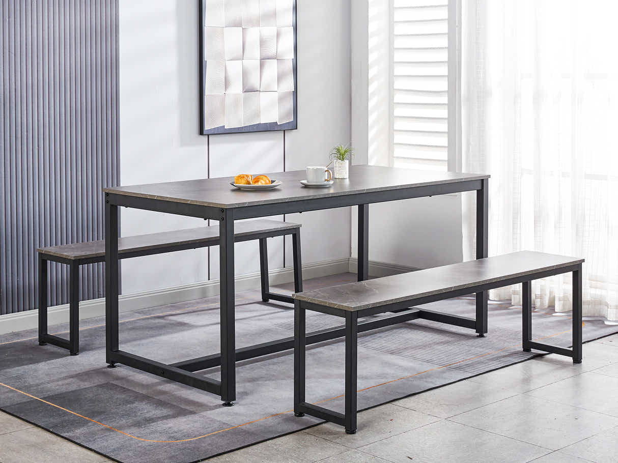 Grey Marble Look Dining Table - 160 cm