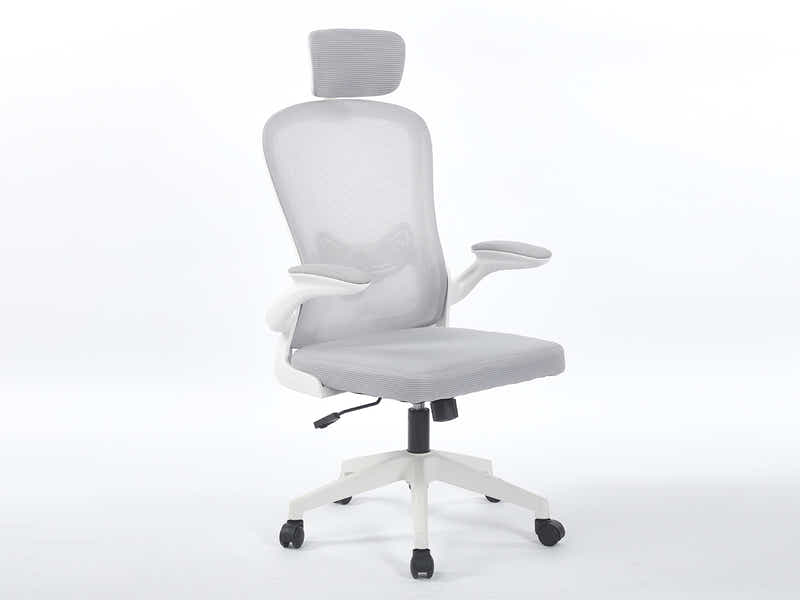 Home Office Desk with Storage Grey & Ergo Office Chair 094 grey and white (Combo)