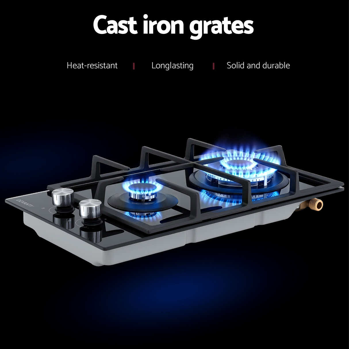 DS NA Devanti Gas Cooktop 30cm 2 Burner Built-in Stove Glass Cook Top NG LPG