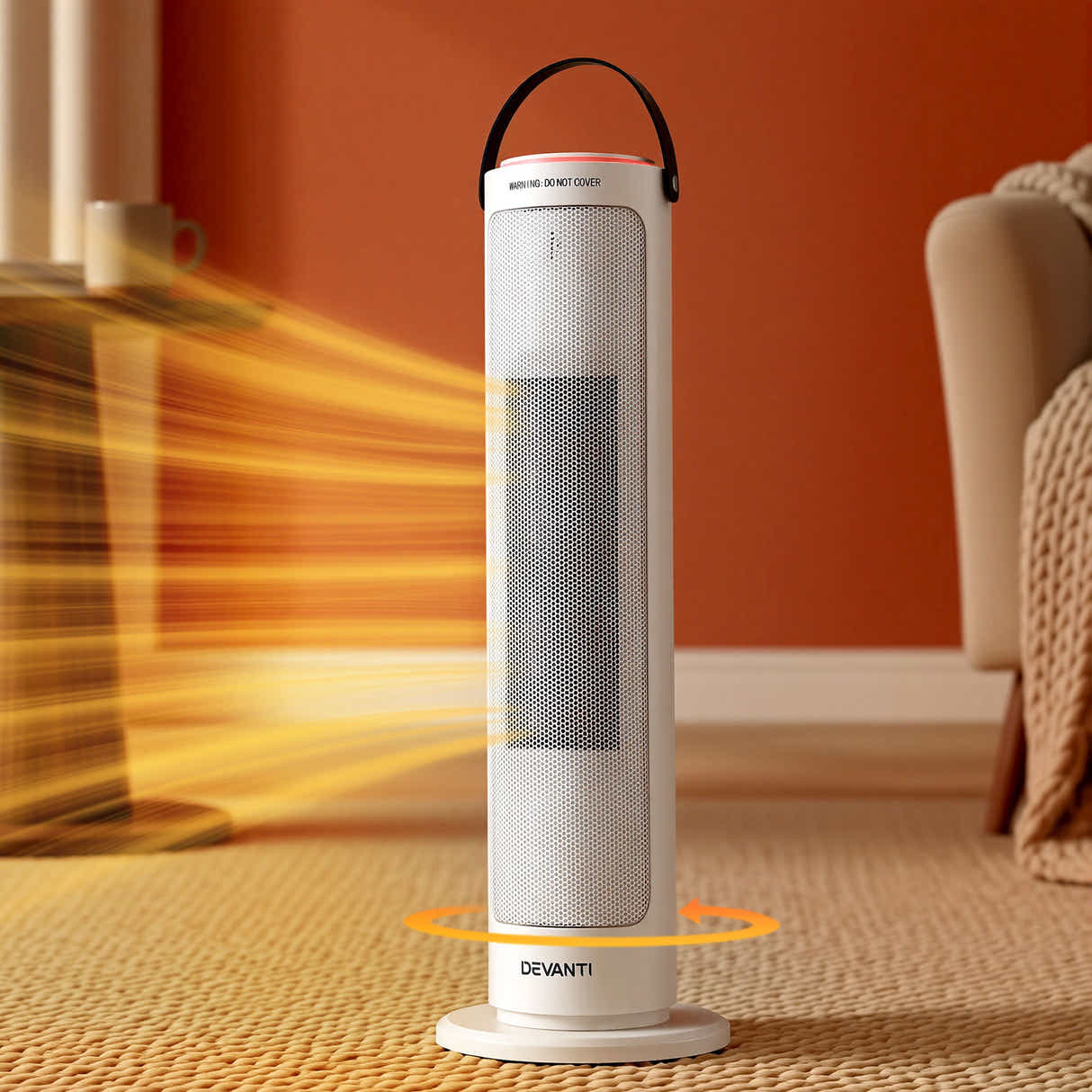 DS NA Devanti 2000W Ceramic Tower Heater Space Heaters Oscillating Indoor White