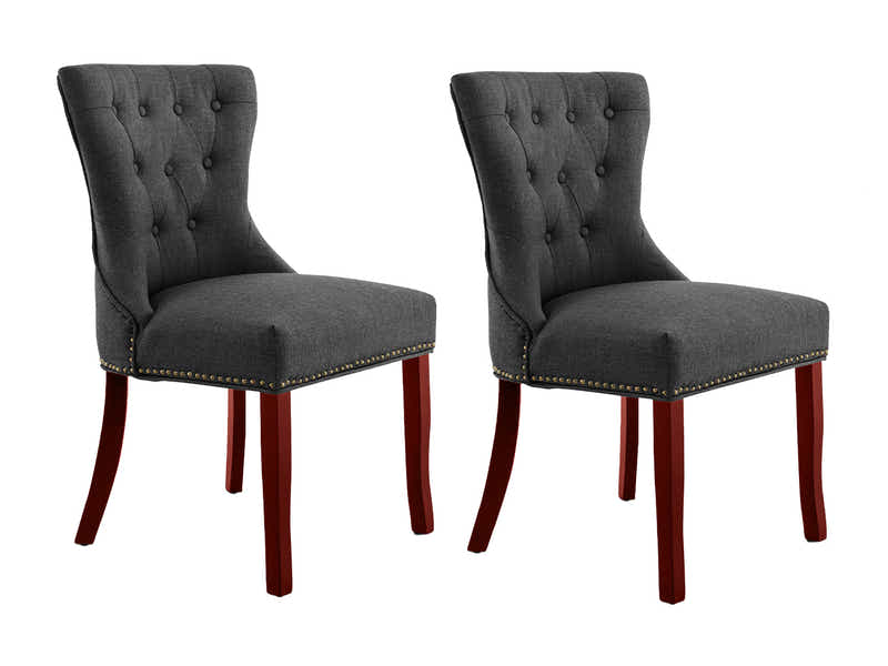 Nappi Linen Dining Chair Charcoal - Set of 2