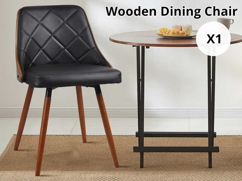 Bentwood Black PU Leather Dining Chair