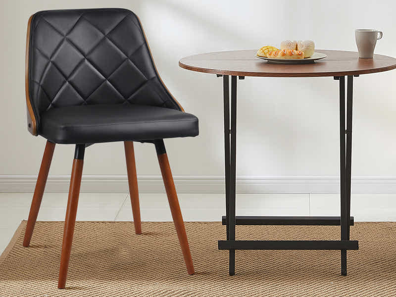 Bentwood Black PU Leather Dining Chair