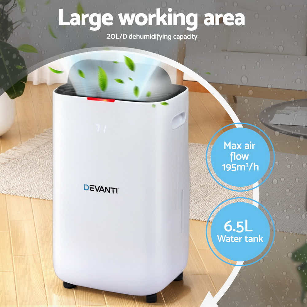 DS NA Devanti Dehumidifier 20L Air Purifier White