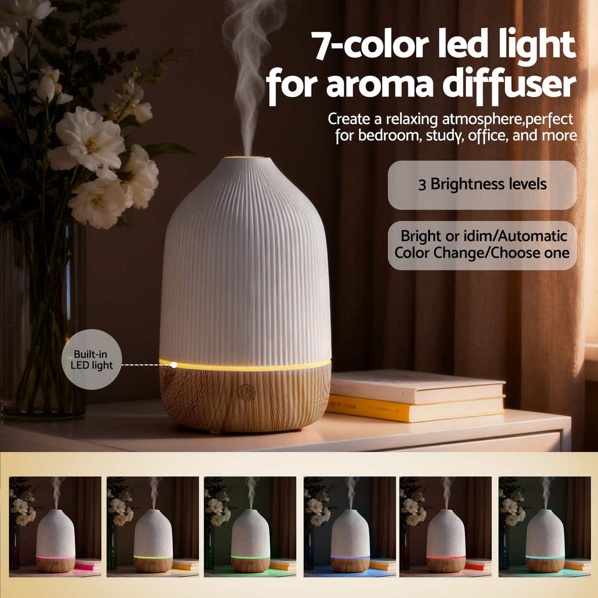 DS NA Devanti Ultrasonic Aroma Diffuser Aromatherapy 100ml LED Lights Auto
