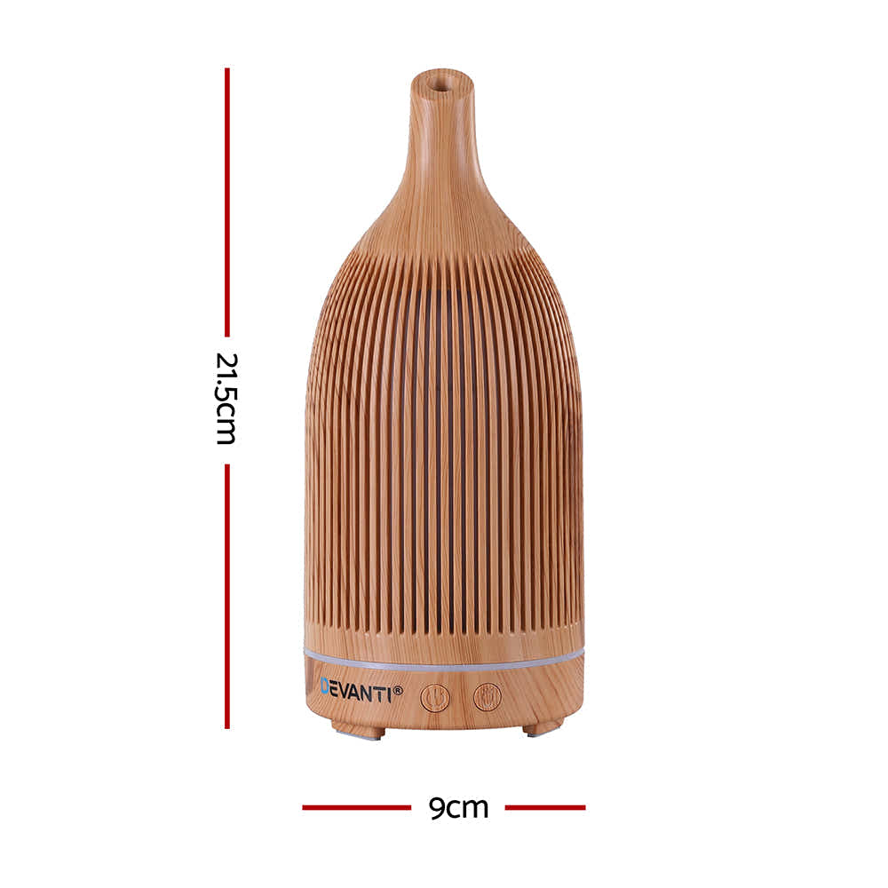 DS NA Devanti Ultrasonic Aroma Diffuser Aromatherapy 200ml LED Lights wood grain