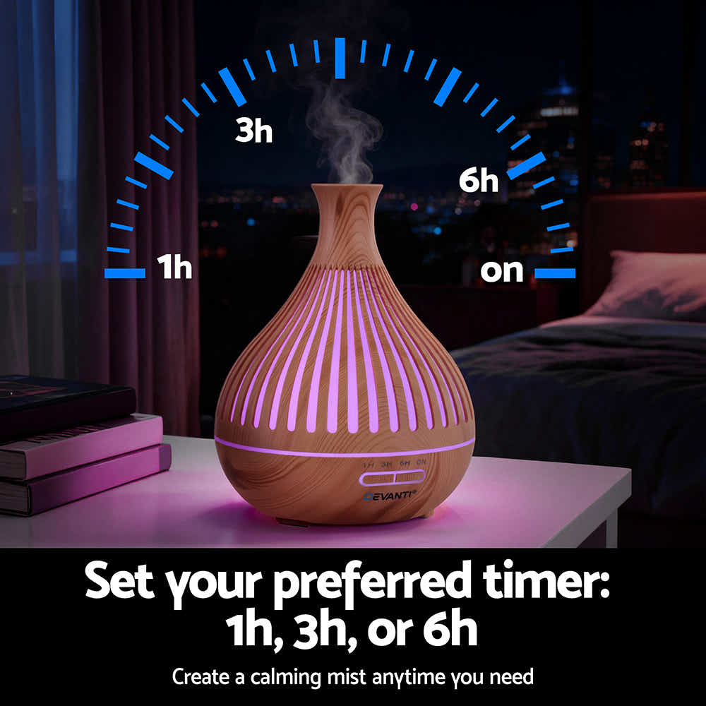 DS NA Devanti Ultrasonic Aroma Diffuser Aromatherapy 400ml LED Lights