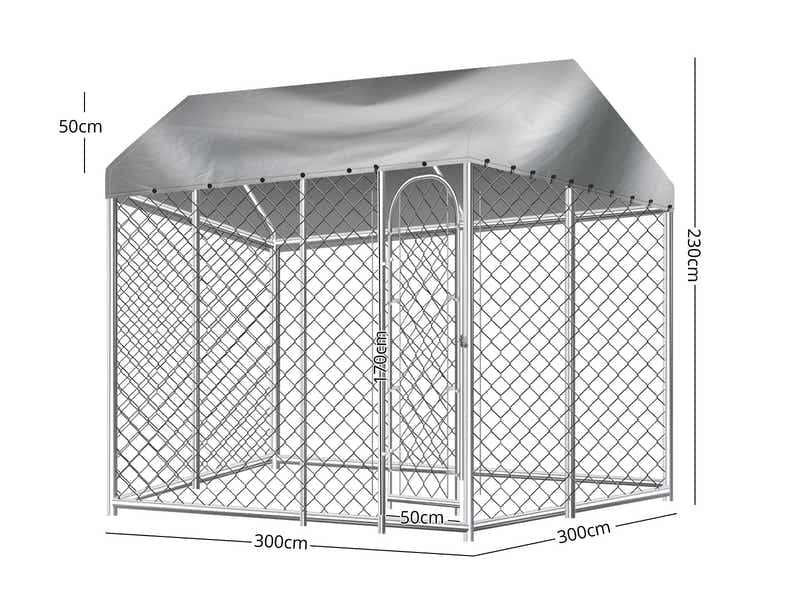 Dog Run with Roof - 3m x 3m x 2.3m