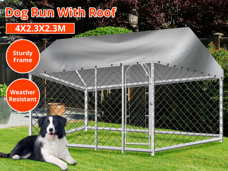 Dog Run with Roof - 4m x 2.3m x 2.3m