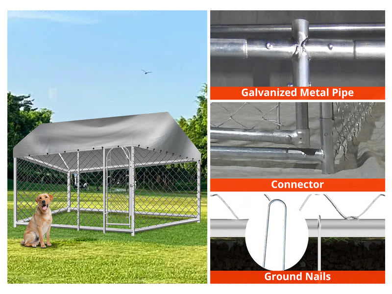 Dog Run with Roof - 4m x 2.3m x 2.3m