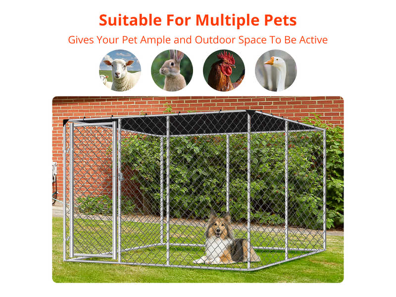 DS Dog Run with Shade Sail - 3m x 3m x 1.8m