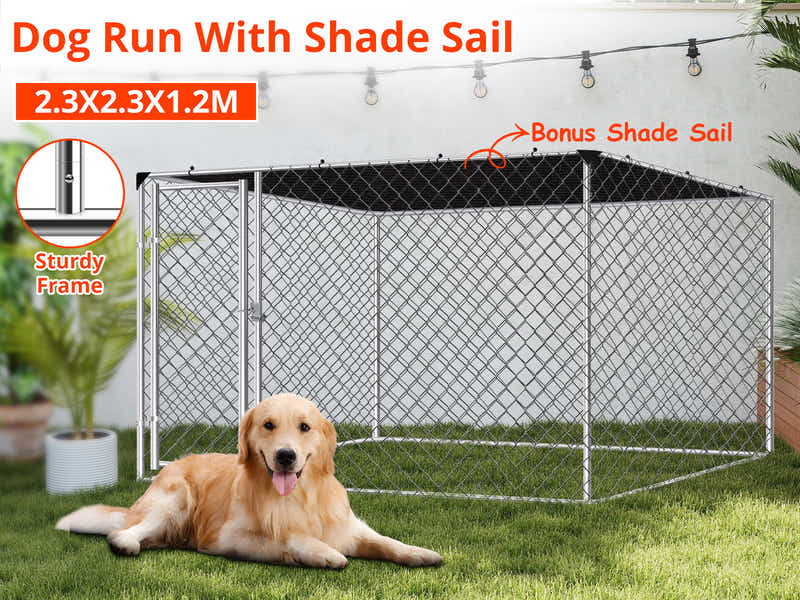 DS Dog run D with shade sail 2.3x2.3x1.2m