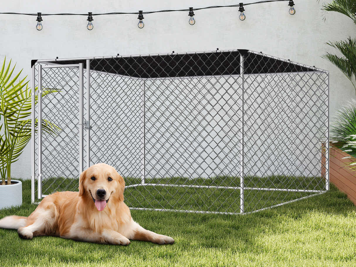 Dog run D with shade sail 2.3x2.3x1.2m