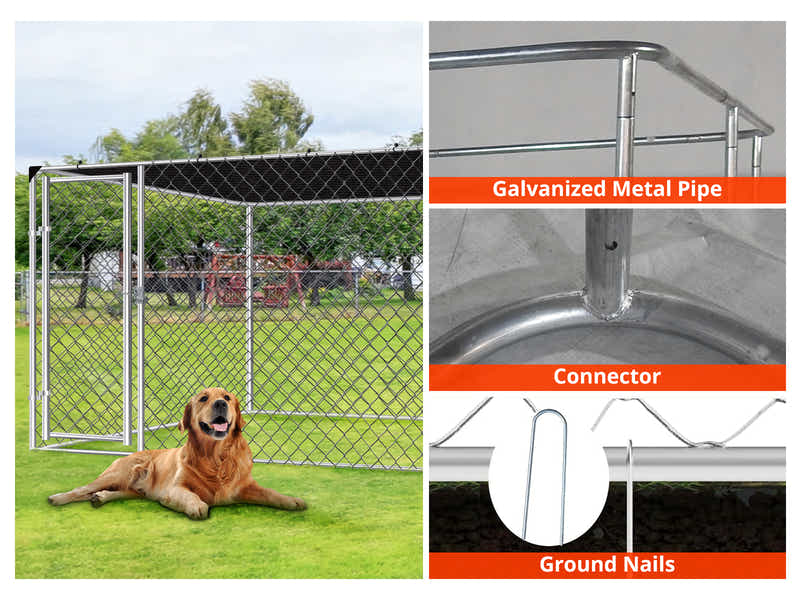 DS Dog run D with shade sail 2.3x2.3x1.2m