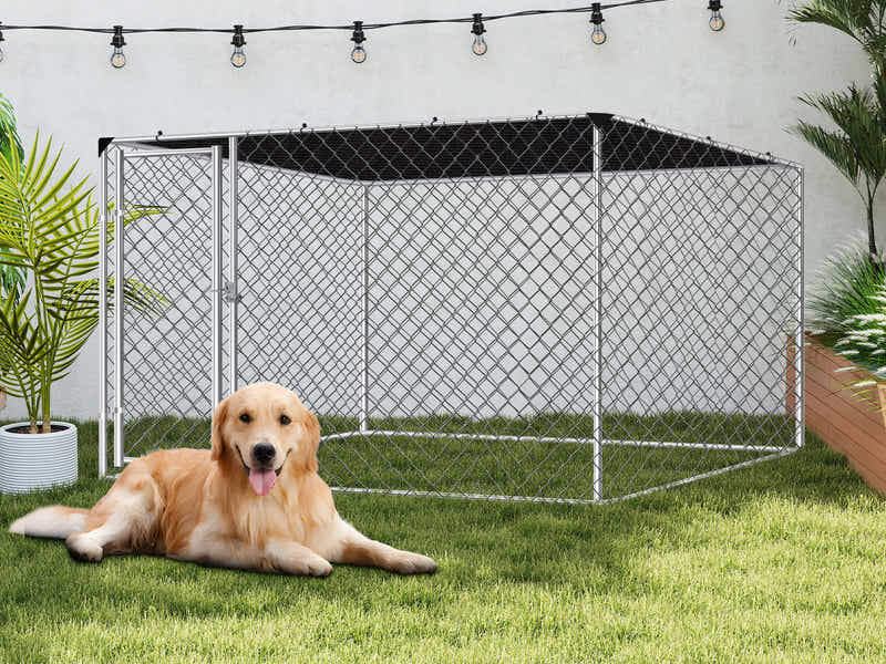 Dog run D with shade sail 4x2.3x1.8m