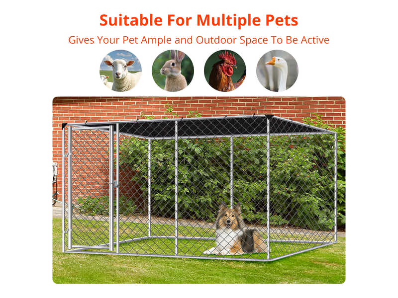 Dog run D with shade sail 4x2.3x1.8m