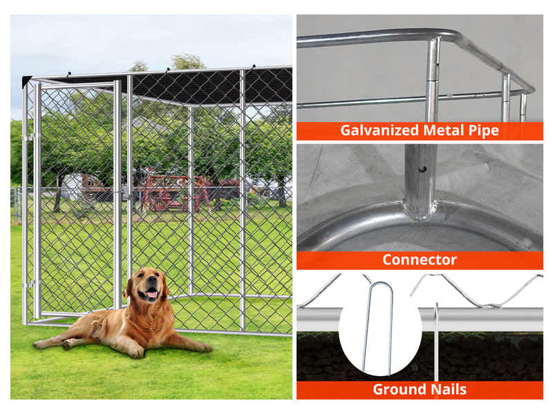 Dog run D with shade sail 4x2.3x1.8m